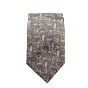 Italo Ferretti Mens Silk Paisley Print Classic Necktie Brown